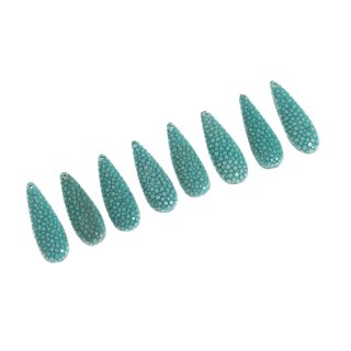 Rochenleder Tropfen klein / ca. 35x12x8mm / Turquoise / 8pcs.