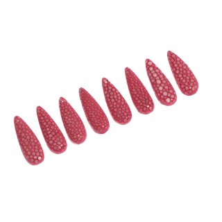 Rochenleder Tropfen klein / ca. 35x12x8mm / Red / 8pcs.