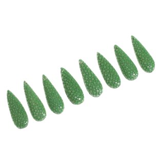 Rochenleder Tropfen klein / ca. 35x12x8mm / Green / 8pcs.