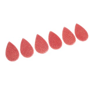 Rochenleder Tropfen flach / ca.55x4mm / Coral Red / 6pcs.