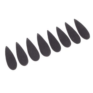 Stingray leather teardrops long flat black / 62x20x10mm / 8pcs.