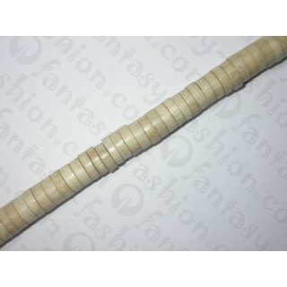 White-Holz heishi, ca. 15x5-6mm