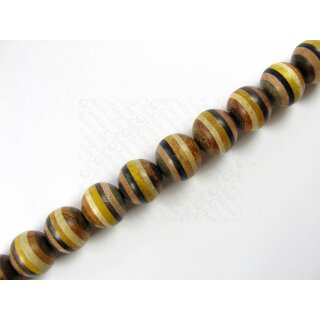 Laminated assorted Holz ball bead, ca.20mm