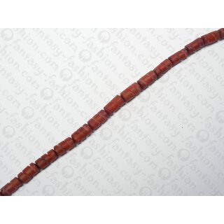 Buri carved tube red-brown ld ca. 11x6mm
