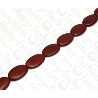 Nappa Leder Flat Oval 35x25x8mm_Burgundy