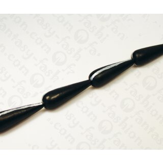 Nappa leather Long Rounded Teardrop with Silver 60mm_Black