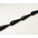 Nappa leather Long Rounded Teardrop with Silver 60mm_Black