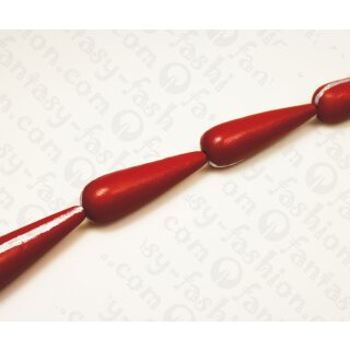 Nappa Leder Long Rounded Teardrop with Silver 60mm_Red