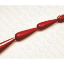 Nappa leather Long Rounded Teardrop with Silver 60mm_Red