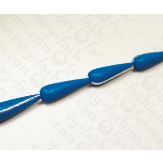 Nappa Leder Long Rounded Teardrop with Silver 60mm_Blue