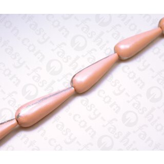 Nappa Leder Long Rounded Teardrop with Silver 60mm_Peach