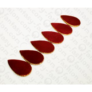 Nappa leather Flat Teardrop with Gold 55x4mm_Red Matte