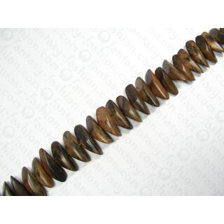 SPECKLED ebony 32-35x10mm Slated cut Beads RH