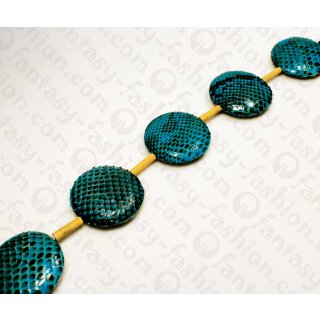 PY 041 Python leather Ufo 60mm Ocean Blue Shiny / 5pcs.