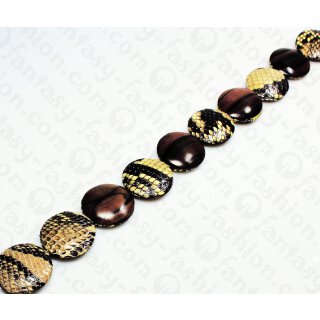 PY 043 Python leather Ufo with wood 35x12mm Natural Shiny