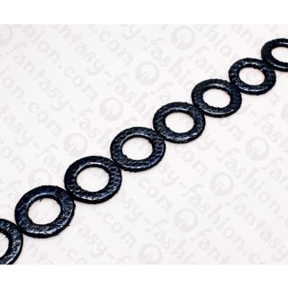 Python Leder Flat Round with Calar 40mm Black metallic Shiny