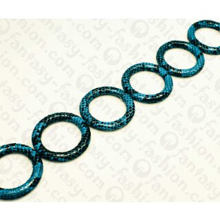 PY 055 Python leather Ring 58mm Ocean Blue Shiny