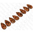 PY 082 Python leather Flat Teardrop 35x20x4mm Tan Matte /...