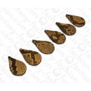 PY 084 Python leather Flat Teardrop 50x4mm Brown Shiny /...
