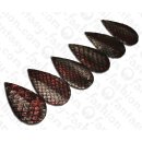 PY 096 Python leather Flat Teardrop 75x3mm Dark Pink / 6pcs.