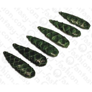 PY 115 Python leather Long Teardrop 63x20x8mm Green Shiny / 8pcs.