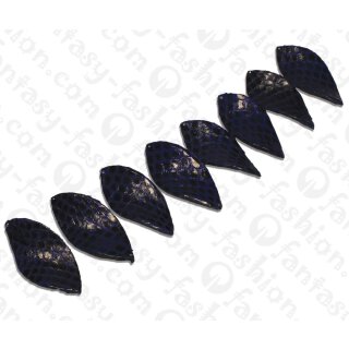 PY 121 Python leather Twisted Leaf 58x28x3mm Navy Blue Shiny / 8pcs.