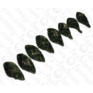 PY 125 Python leather Twisted Leaf 58x28x3mm Green Shiny / 8pcs.