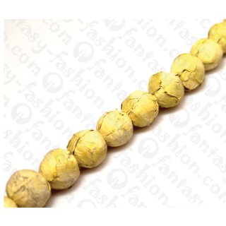 Fish leather Round Beads 15mm Yellow Matte
