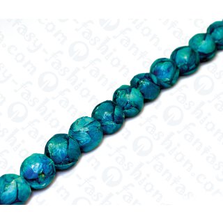 Fish leather Round Beads 15mm Sky Blue Shiny