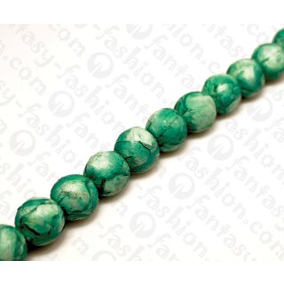 Fish leather Round Beads 15mm Green Matte