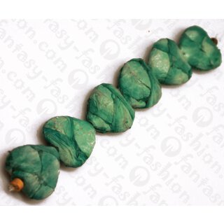 Fischleder Herz Form 25x25mm Green Matte