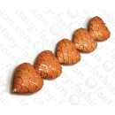 Fish leather Heart Shape with Silver 35x35x16mm Orange Matte