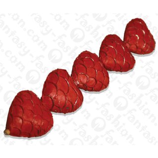 Fish leather Heart Shape with Silver 35x35x16mm Chili Pepper Shiny
