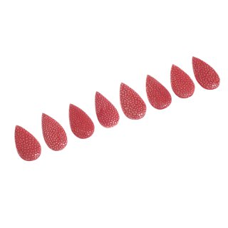 Rochenleder Tropfen flach / ca. 35x4mm / Coral Red / 8pcs.