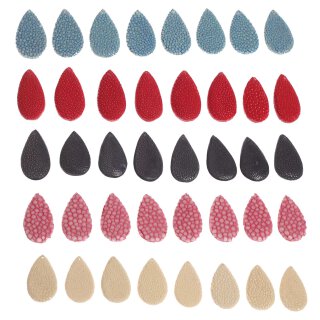 Stingray leather flat teardrops / ca. 35x4mm / 8pcs.