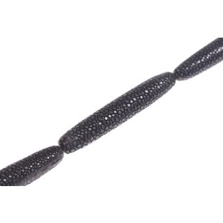 Rochenleder  lang rounded / ca.72x14mm / Black / 6pcs.