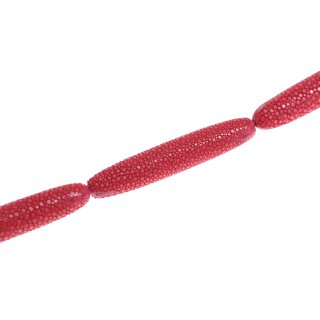 Stingray leather long rounded / ca.72x14mm / Red / 6pcs.