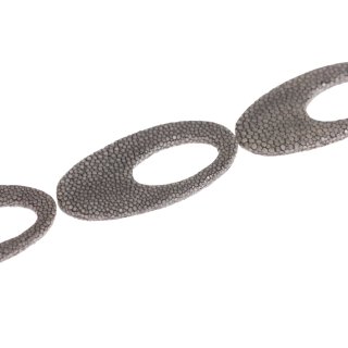 Rochenleder  oval ring calar / ca.82x40mm / Grey / 6pcs.