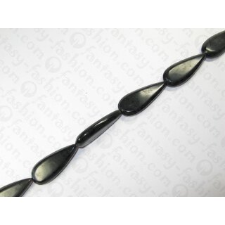 Black horn teardrop, facetted, ca. 48x20x10mm