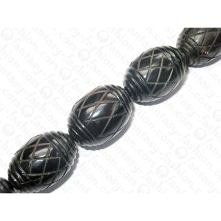 Horn Olive with carving black ca. 30x21mm