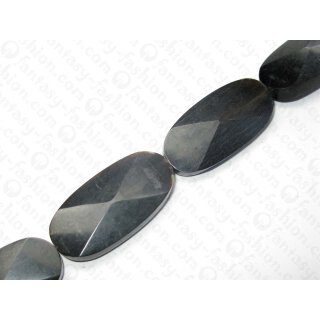 Horn flat oval faceted disk black ca. 40x20x9mm