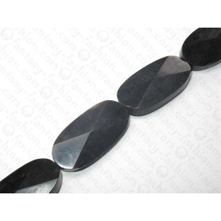 Horn flat oval faceted disk black ca. 44x21x9mm
