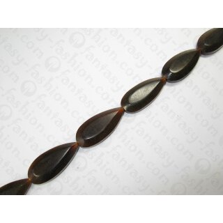 Brown horn teardrop, facetted, ca. 48x20x10mm
