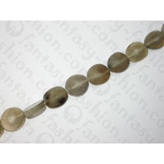 Grey-White Horn Sliced oval, ca. 19-21x17-19x5mm