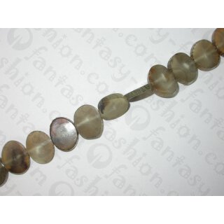 Grey-White Horn Sliced oval csd, ca. 18x21-23x5mm