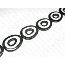 Black Horn flat oval disk w.white Resin 56x45x6mm