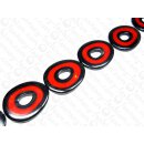 Black Horn flat oval disk w.red Resin 56x45x6mm