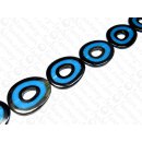 Black Horn flat oval disk w. blue Resin56x45x6mm