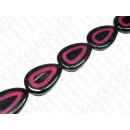 Black Horn Teardrop with pink Resin ca.38x27x7mm
