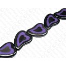 Black Horn Heart with purple Resin ca. 38x31x6mm